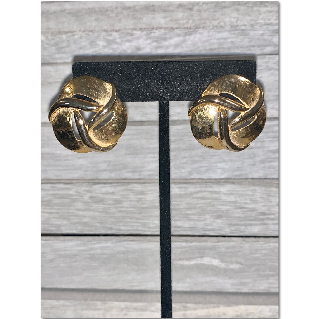 Vintage Gold-Plated Chunky Statement Post Earrings Euc